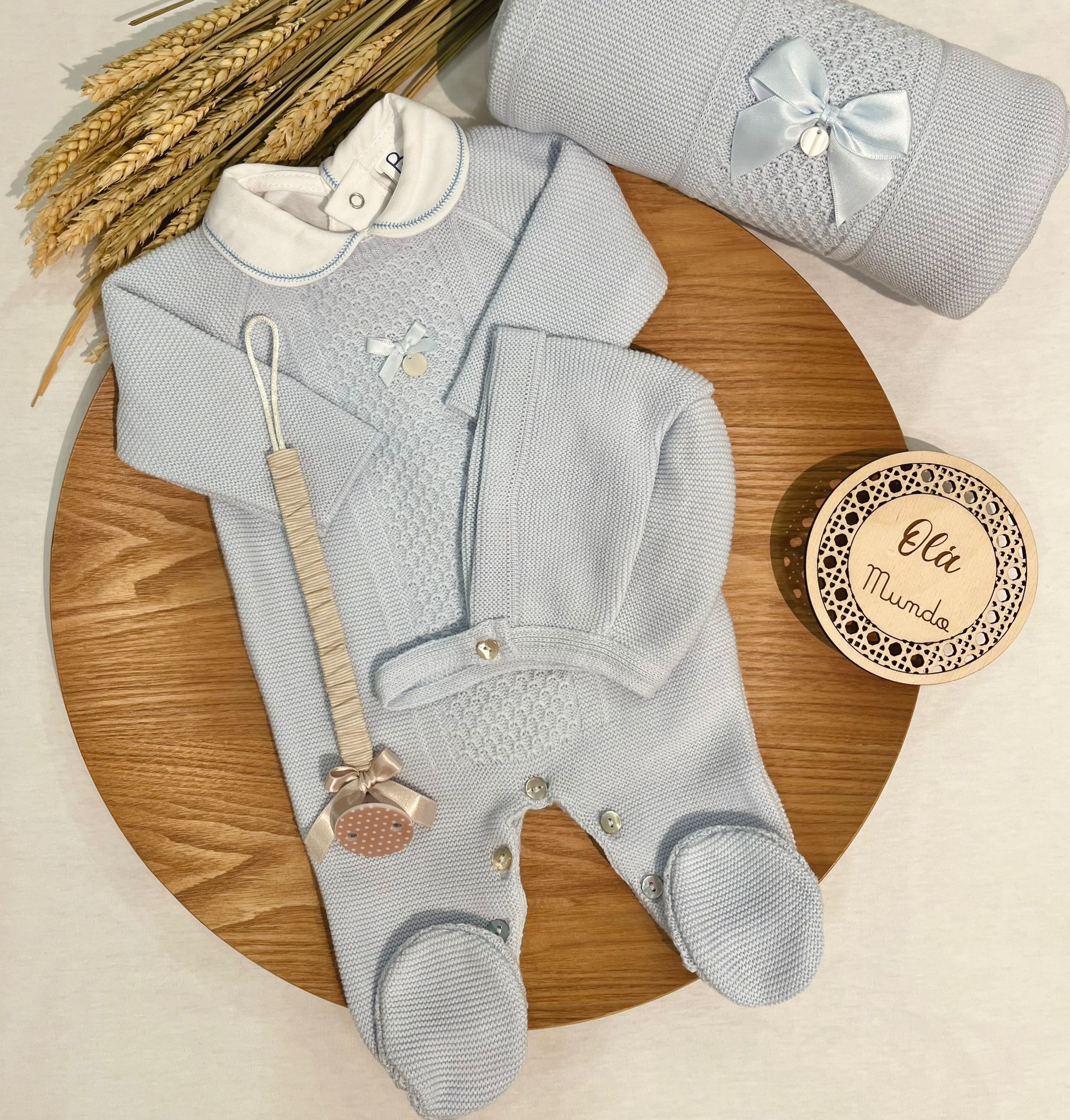 Babygrow e touca Babi Azul Bebé