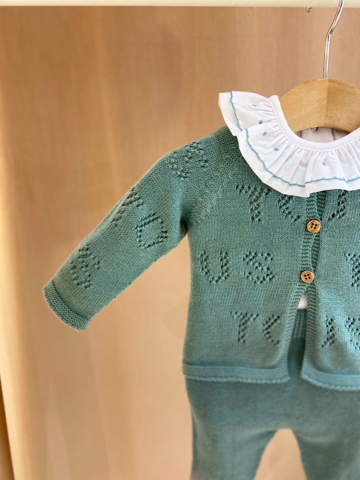 Conjunto de malha de bebé Tricot logótipo TOUS verde - Image 3