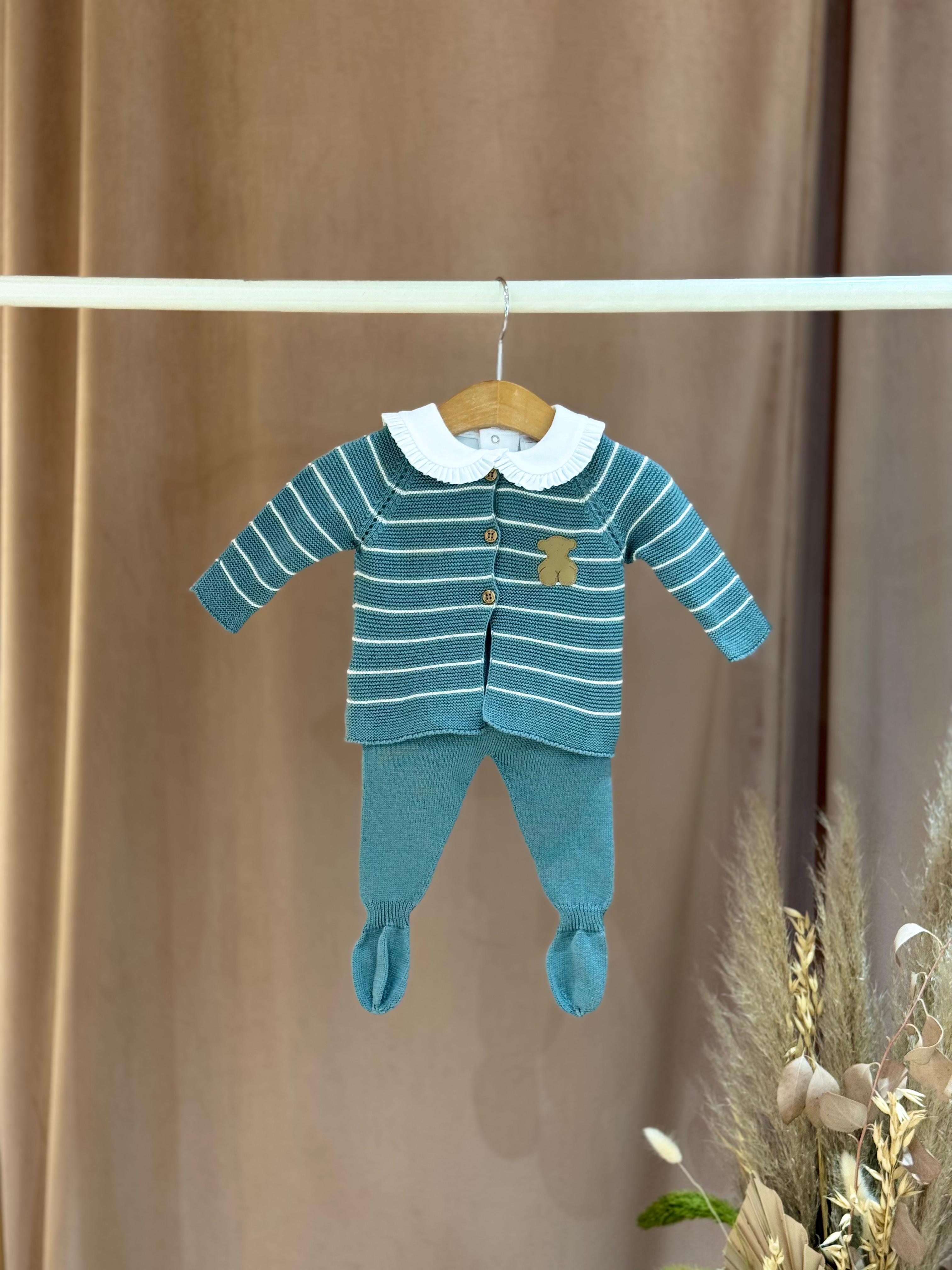 Conjunto de malha de bebé Tricot às riscas bruma Tous